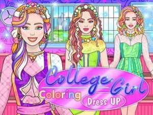 College Girl Coloring Dress Up: Fashion Makeover Online Game